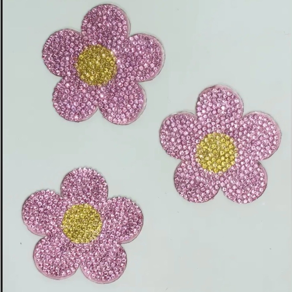 Pink & Gold Floral Rhinestone Iron-On Applique, Clothes, Crafts, Home, New - Picture 6 of 14